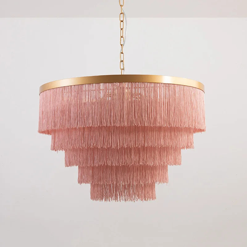 suspension lumineuse franges moderne or blanc gris élégant chambre fille lumière bohème