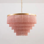 suspension lumineuse franges moderne or blanc gris élégant chambre fille lumière bohème