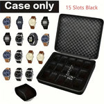 boîte rangement montres noir velours moderne 15 compartiments zipper 20cm 19cm 6.5cm