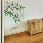 sticker mural feuilles branches naturel adhésif vert brun réaliste salon bain