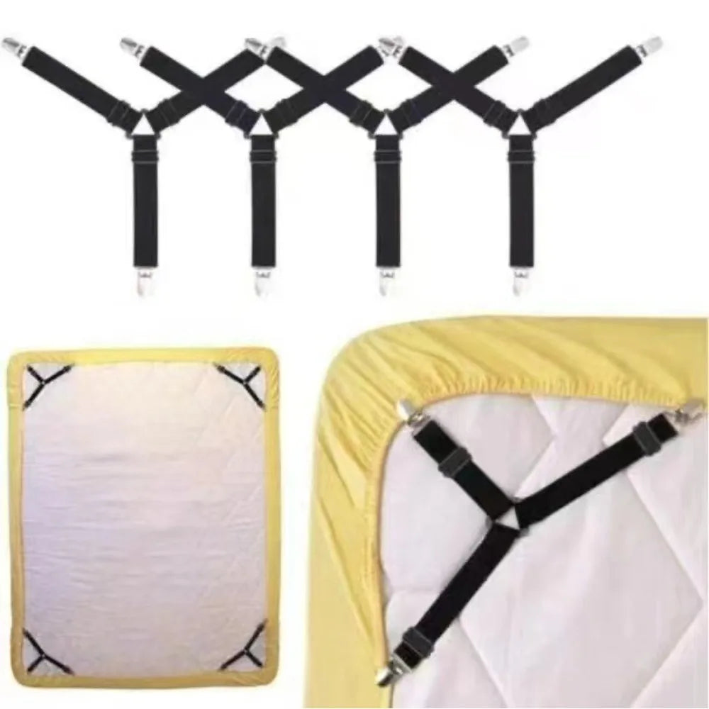 attaches élastiques clips métalliques noir blanc redutilitaires draps matelas fixations schémas explicatifs motifs carreaux