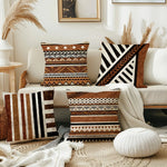 taies d'oreiller motifs géométriques multicolores ethnique polyester peachskin opacité décoration maison hospitalière 45x45cm