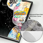 affiche moderne graffiti ours kawaii street art multicolore toile imprimée chambre decoration