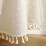 nappe table lin polyester imprimé pivoine tassels rustique vintage extérieur hiver noël mariage
