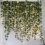 guirlande lumineuse feuilles vigne artificielles vert jaune décoration intérieure bohème 2m 5m 10m