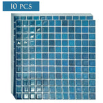 carreaux muraux auto adhésifs mosaïque carrée moderne marron foncé vert résistants eau pack 10