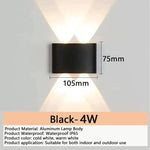 applique murale led moderne noire ip66 extérieur intérieur 110v 220v led