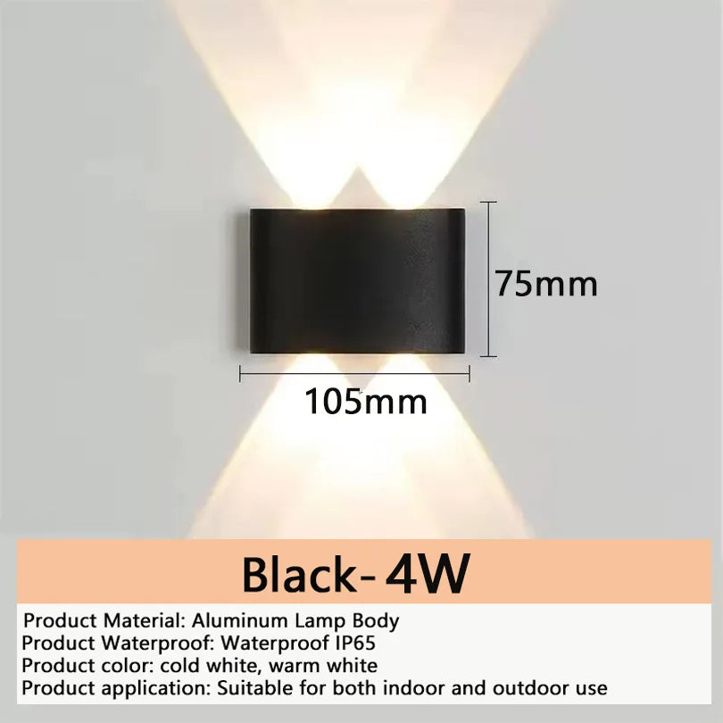 applique murale led moderne noire ip66 extérieur intérieur 110v 220v led