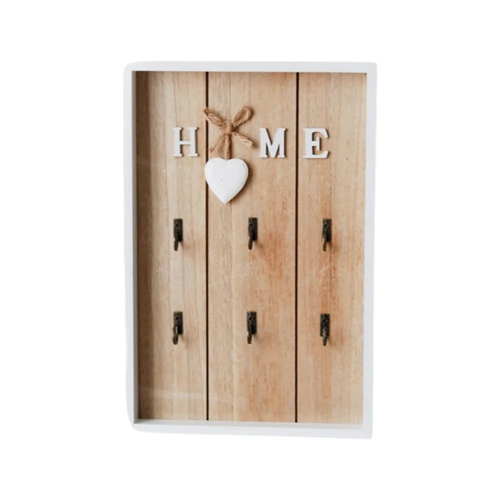 porte clés mural rustique minimaliste rose clair texte chiffres coeurs vertical