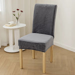 housse chaise velours doux élastique beige clair moderne salon restaurant 45cm longueur