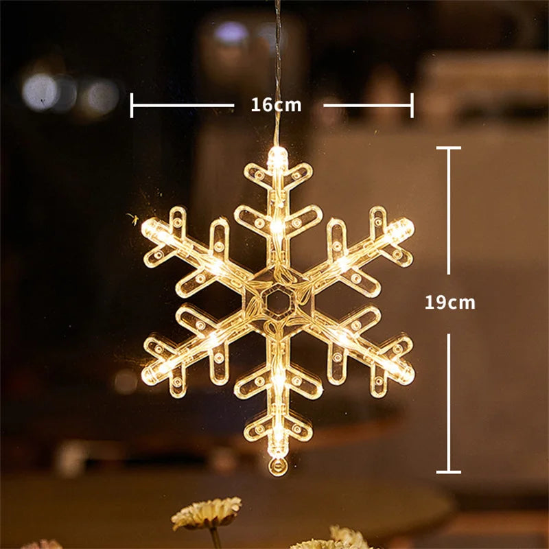décorations noël lumineuses or blanc étoiles cloches rennes snowflake minimaliste moderne suction cup batteries