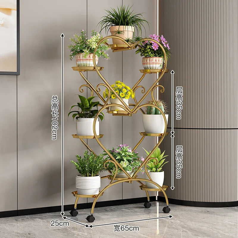 étagère plante moderne élégante roulettes floral pots blanc or ciseléintérieur salon balconDecoration