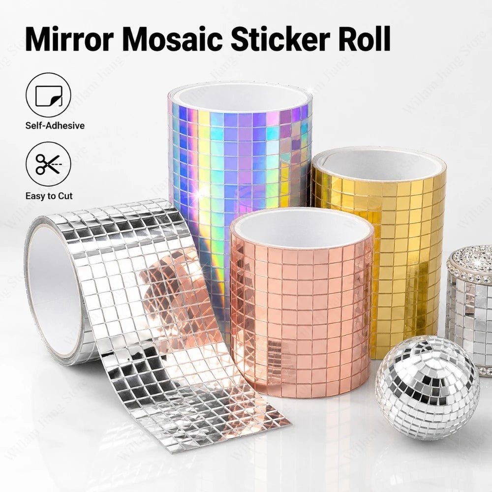ruban mosaïque réfléchissant multicolore mosaïque carrée moderne adhésif décoration intérieure anniversaire mariage noël