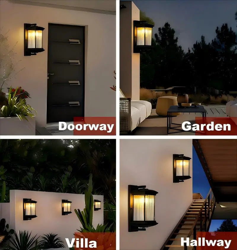 lumière murale extérieure ip65 étanche led aluminium noir classique rustique fixations murales éclairage maison