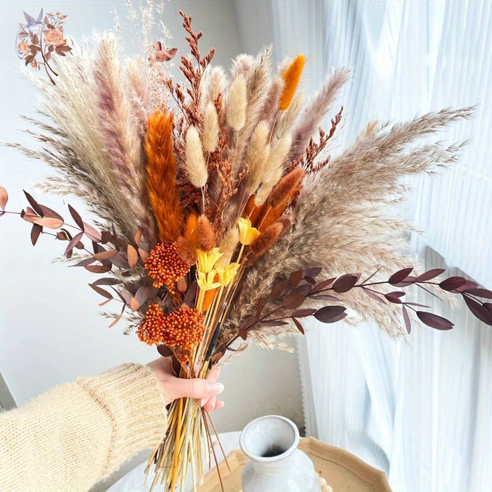 bouquet fleurs séchées naturelles décoration maison automne orange rustiqueintérieur anniversaire mariage