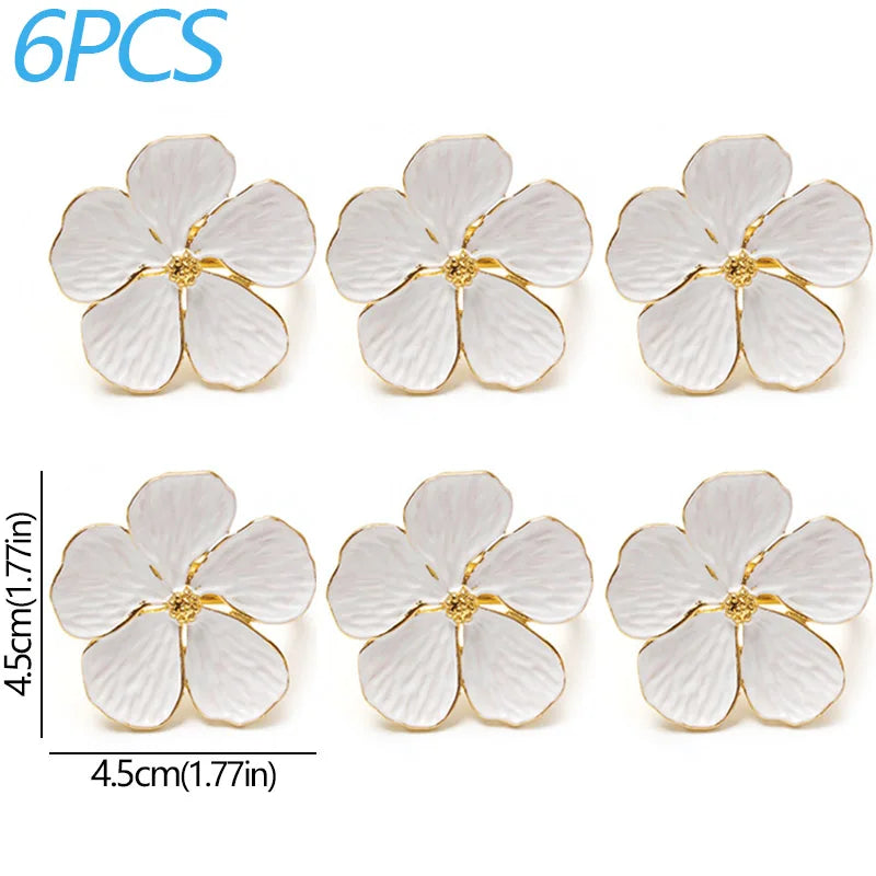 porte serviettes decoratifs fleur alu blanc argent doré five petals mariage decoration table festive