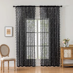 rideau noir floral transparent classique salon 100 polyester