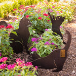 décoration jardin chat métal noir rouille silhouette animaux extérieur fleurs outils bottes jaunes