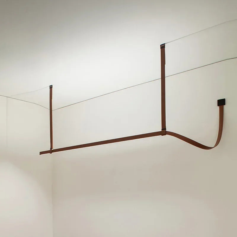 suspension lumineuse moderne marron clair lisse opaque clips câbles salon chambre lumière chaude