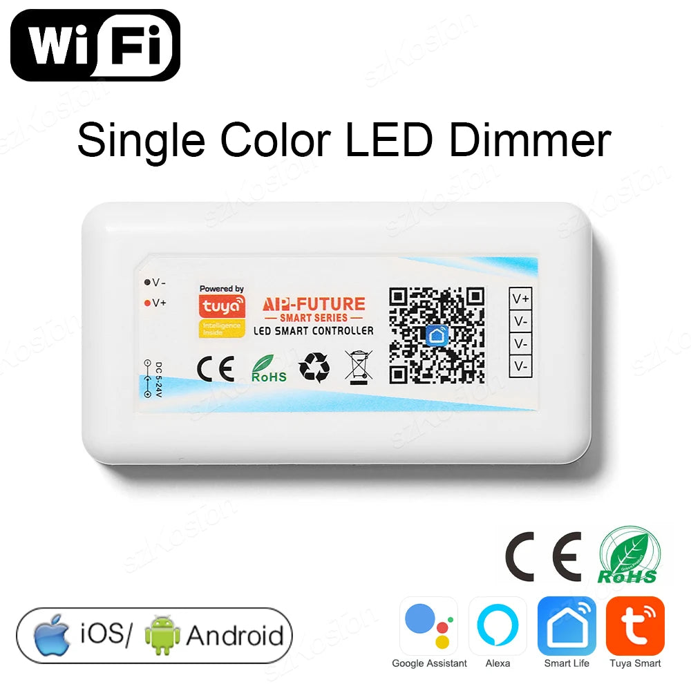 contrôleur led intelligent wifi rgb rgbw cct blanc moderne câbles fixations oriellets