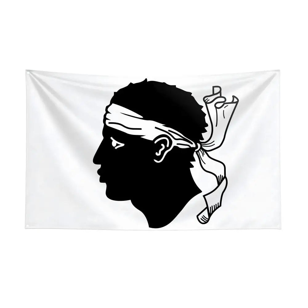 drapeau corse silhouette homme foulard graphique blanc noir décoration murale salle manger salon