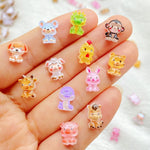 bijoux ongles animaux mignons résine cartoon grenouille rat chien singe vert bleu jaune rose