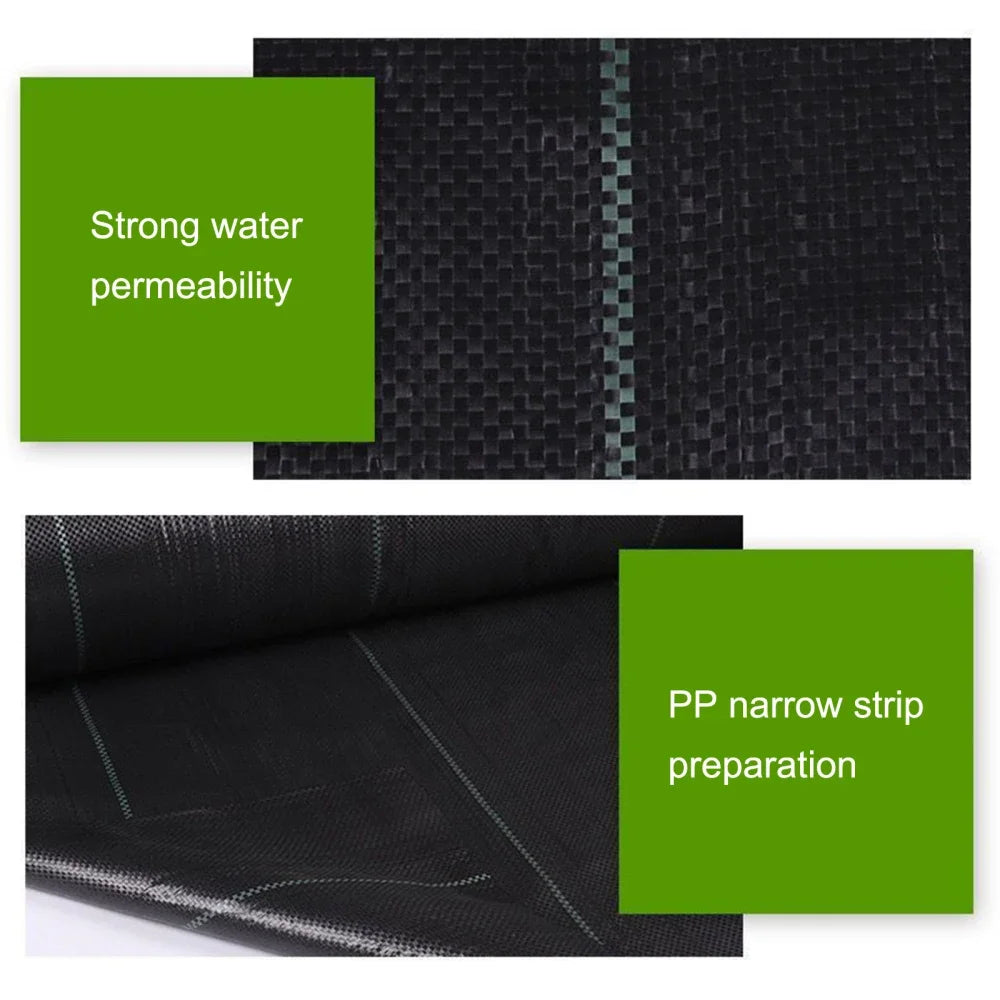 tissu protection jardin noir texture tissée lignes vertes moderne durable anti herbe plastique