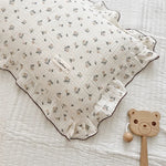 taie d'oreiller bébé ans coton floral cerises vintage beige clair motif animal compagnie jacquard