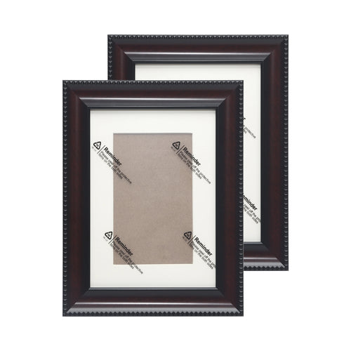 cadre photo classique marron foncé texture bois bordure ornée A4 inclinable photo certificat vintage
