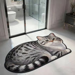 tapis bain forme chat doux moelleux antidérapant absorbant séchage rapide décoration maison gris blanc