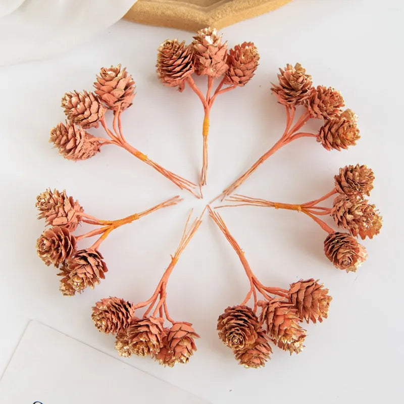 décoration mariage noël branches pin dorées accessoires couronne bricolageextérieur rustique