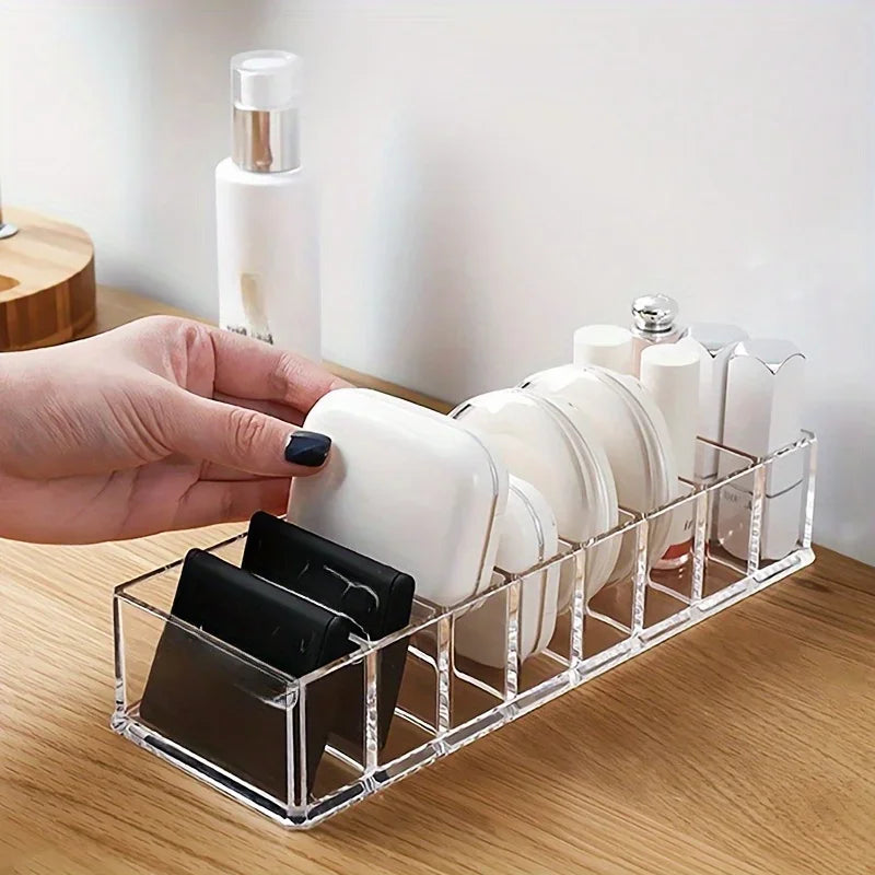 organisateur transparent maquillage poudre rouge lèvres baume cosmétique palette miroir flacons rangement utilitaire blanc