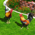statue coq jardin acrylique rouge orange plumes décoration extérieure résistante intempéries