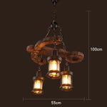 suspension lumineuse bois naturel ampoule filament industriel rustique verre translucide