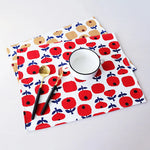 nappe table motif floral moderne rouge blanc bleu marine tissu coton polyester decoration intérieure