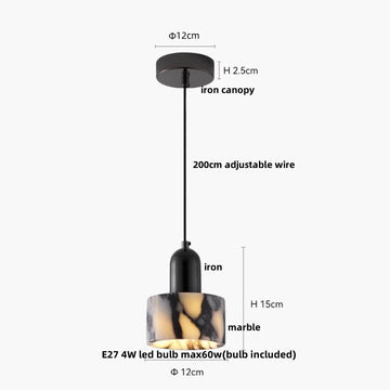 suspension lumineuse globe marbre moderne ampoule support bois salon chambre restaurant
