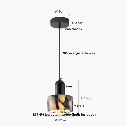 suspension lumineuse globe marbre moderne ampoule support bois salon chambre restaurant