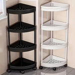 étagère angle pliable noir blanc moderne niveaux multifonctionnelle salle bain cuisine cosmétiques roulettes pratiques