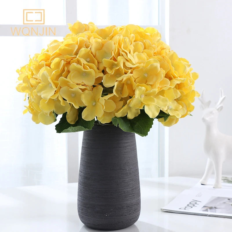 bouquet artificiel hortensia bleu rose blanc moderne vase