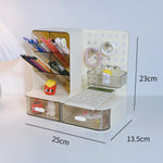 boîte rangement multifonction beige points noirs moderne imperméable plastique transparent figurine sac stylo marqueur