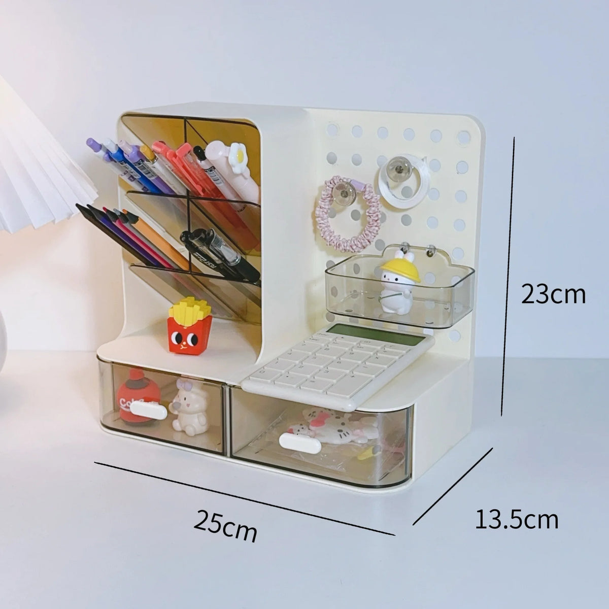 boîte rangement multifonction beige points noirs moderne imperméable plastique transparent figurine sac stylo marqueur