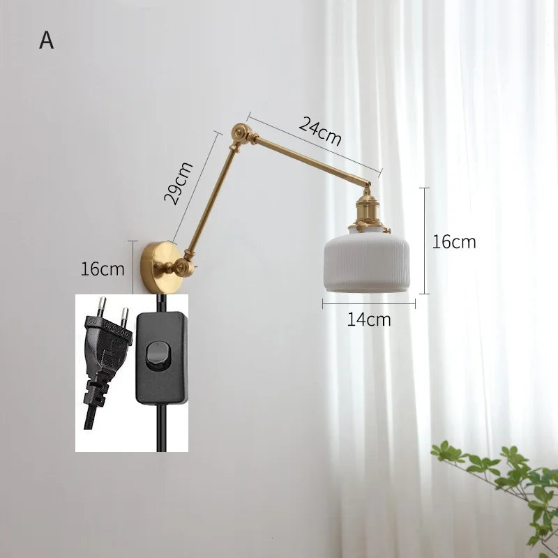 lampe murale moderne or blanc plissée cordon commande 29cm 16cm 24cm 14cm 30cm 17cm