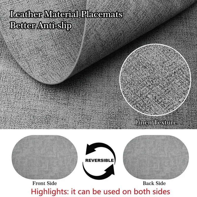 tapis table rectangulaire faux cuir effet lin moderne cuisine salle manger