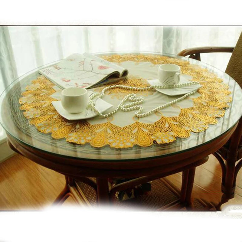 serviette table moderne broderie fleur doré réutilisable imperméable maison fête banquet