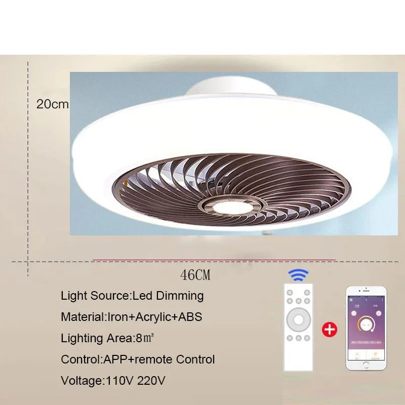 ventilateur lampe led moderne télécommande application mobile 220v certifié ul cqc vde gs