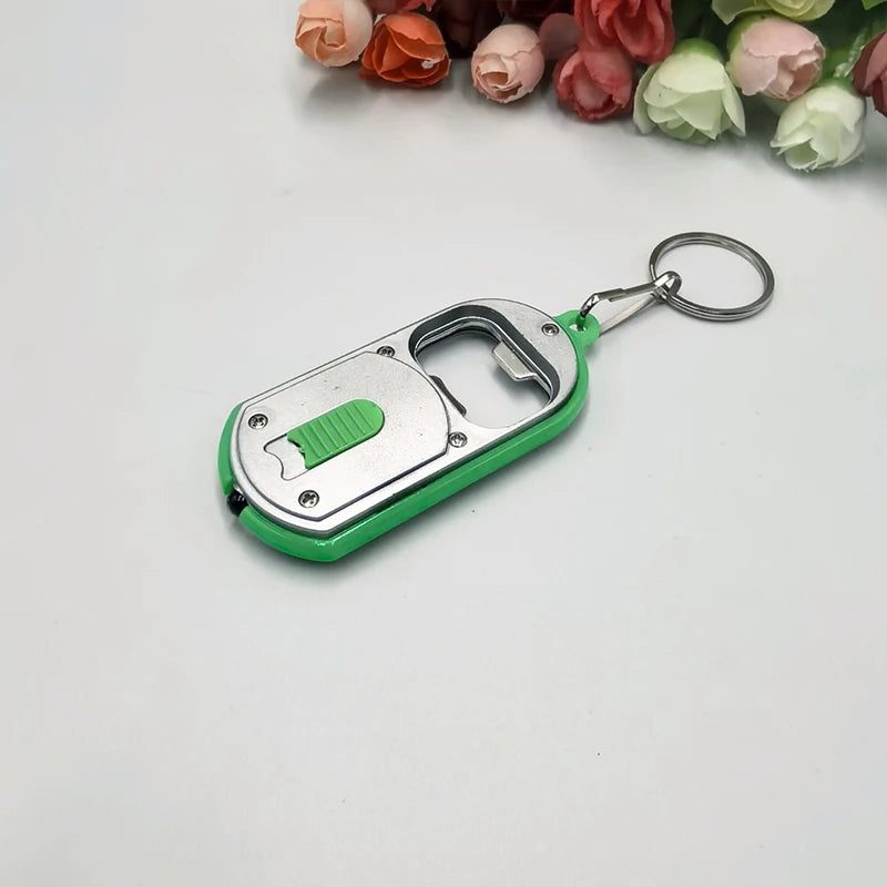 porte clés ouvre bouteille led mini lampe torche clé anneau noir bleu vert rouge