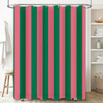rideau douche moderne vert foncé rose rayures opacité imperméable tapis bain décoration chambre anneaux