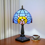 lampe table tiffany vitrail chat noir stained glass fixe base carrée