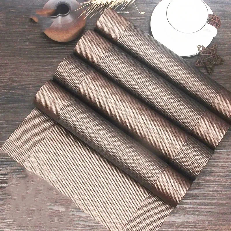 chemin table pvc moderne gris marron beige motif géométrique tissé semi transparent maison