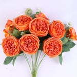 bouquet fleurs artificielles roses naturelles décoration mariage anniversaire intérieur 50cm 13 têtes soie